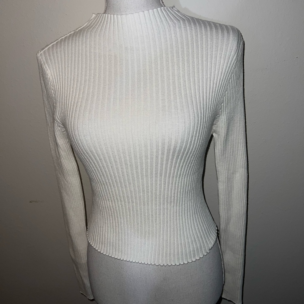 White Ribbed Sweater - Picture 2 of 4